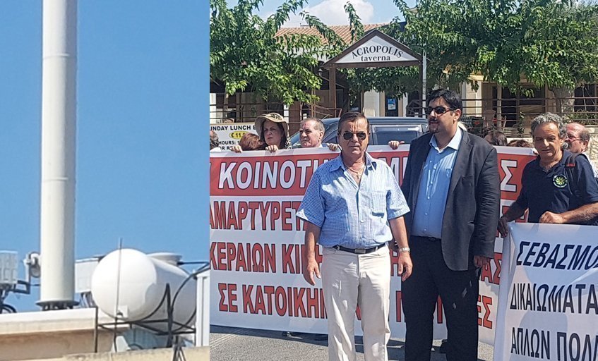 Paphos: Mesogi residents close main road in protest for mobile phone antennas (pics)
