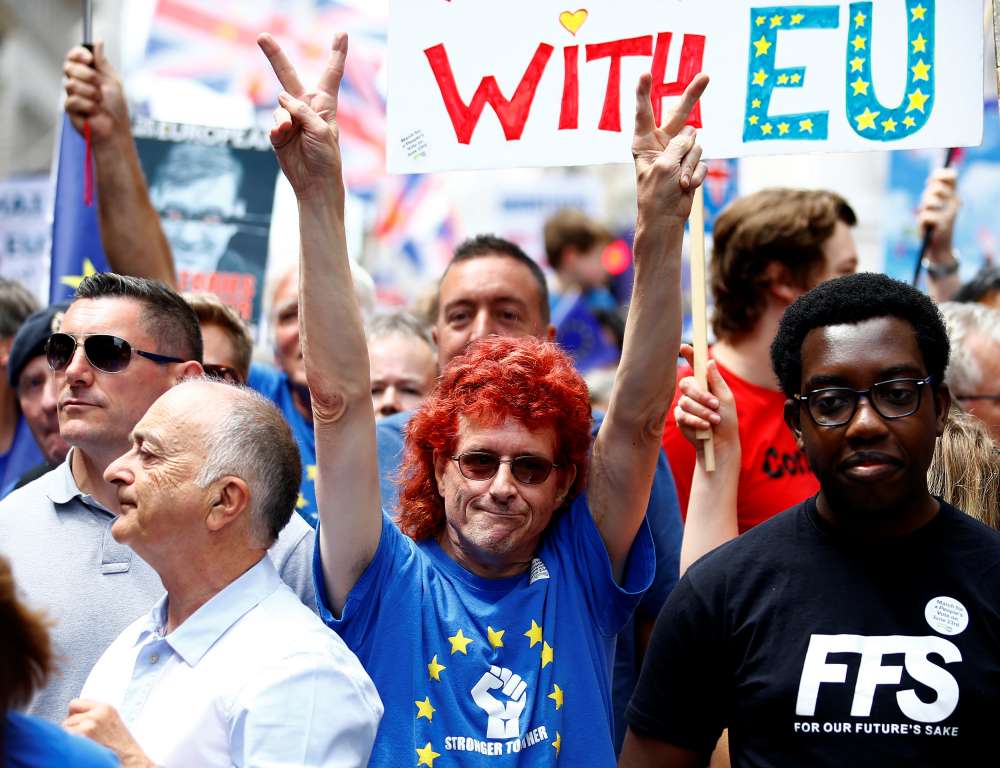 EU supporters march in London against Brexit