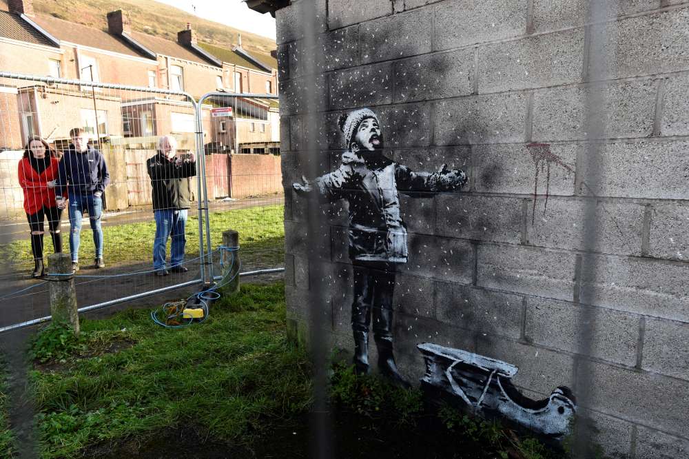 Banksy gifts Welsh steel town a white Christmas attraction (pics)