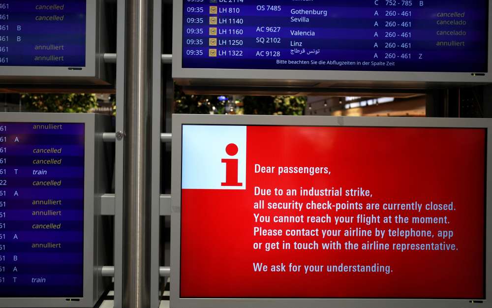 German airport security staff begin one-day strike