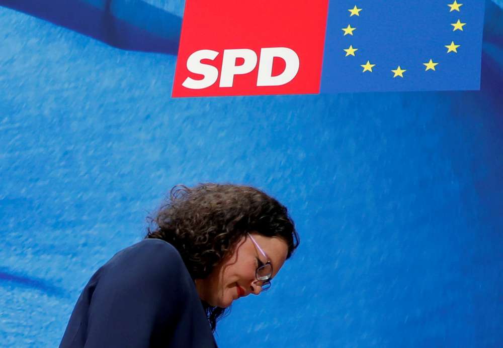German SPD leader Nahles quits as party's popularity hits low