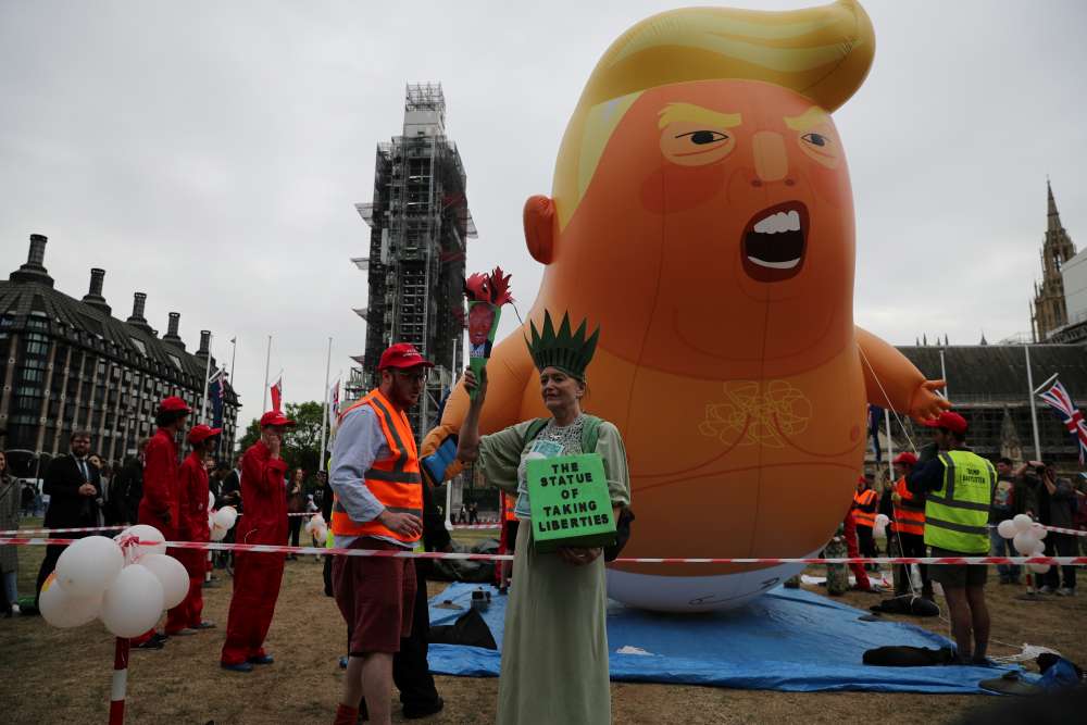 Snarling orange 'Trump Baby' blimp raised in London
