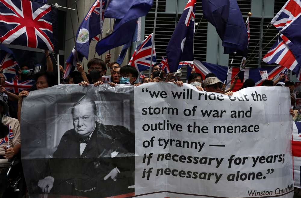 Hong Kong protesters sing 'God Save the Queen' in plea to former colonial power