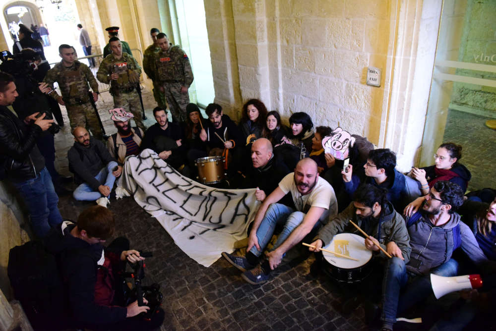 Activists storm into Maltese PM's office building