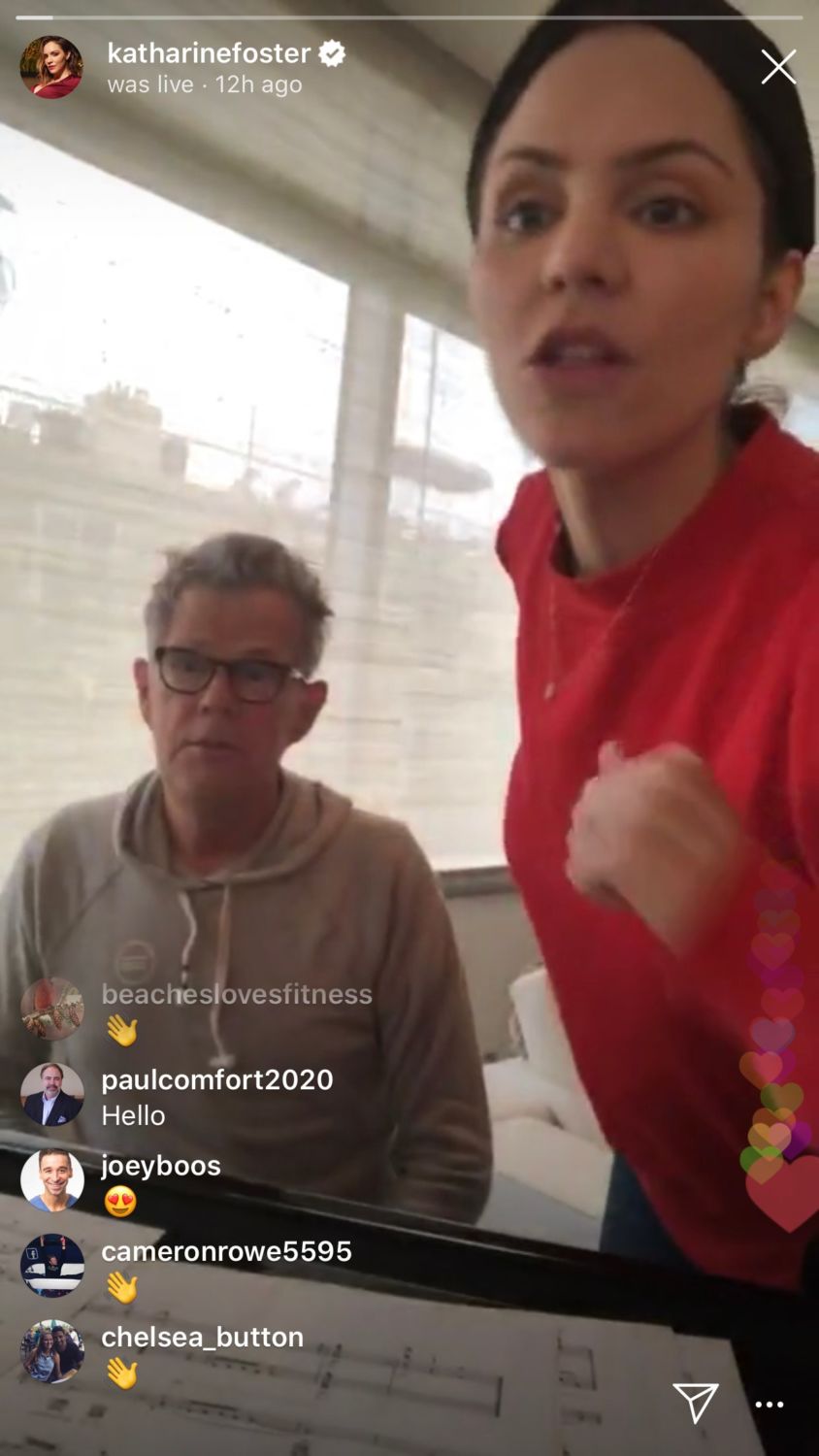Katharine McPhee and David Foster perform on Instagram Live