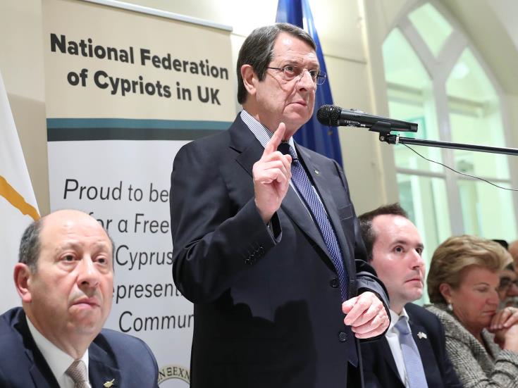 President assures UK Cypriots of efforts to achieve “acceptable” settlement