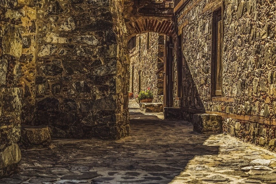 Cyprus, Kalopanayiotis, Monastery, Patio, Architecture