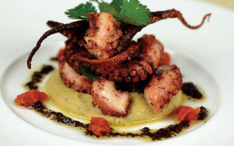 Grilled octopus with fava