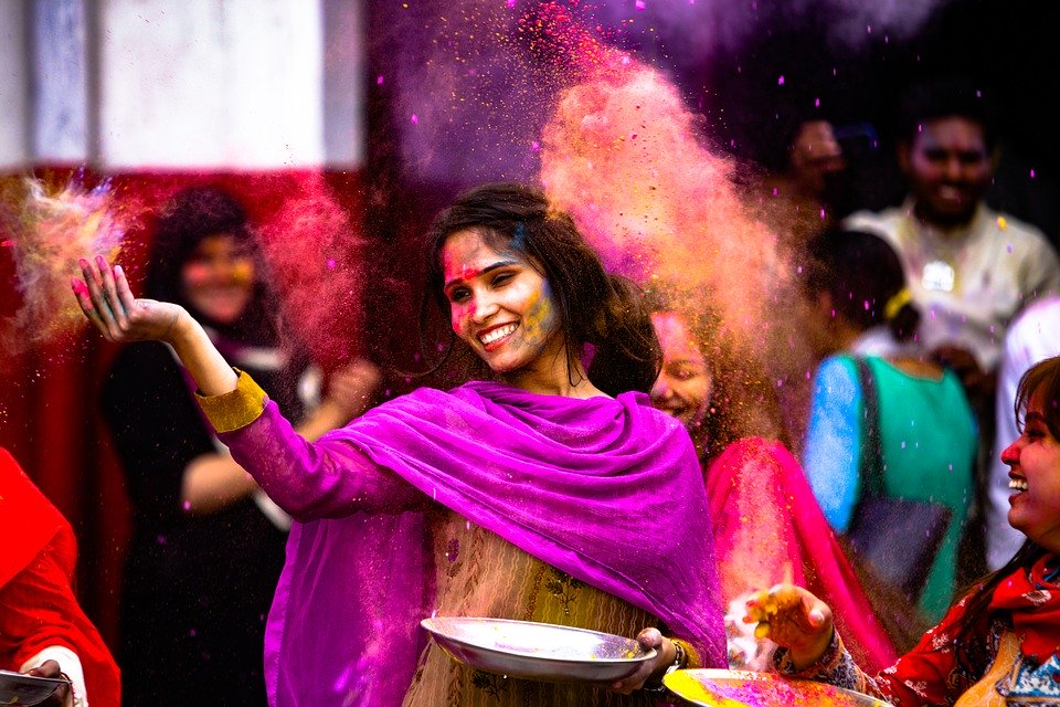 Holi, Girl, Indian, India, Dance, Fun, Paint, Festival