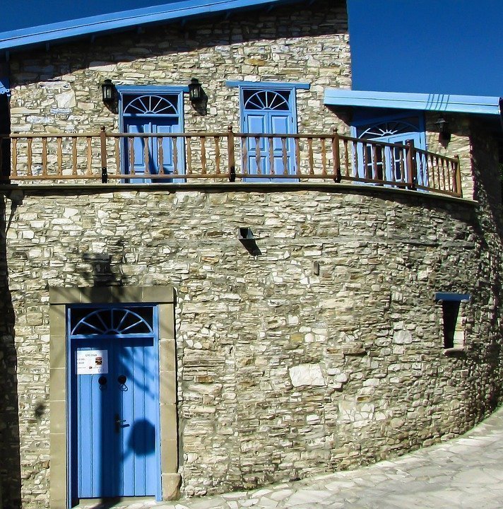 House, Stone, Architecture, Traditional, Blue, Village