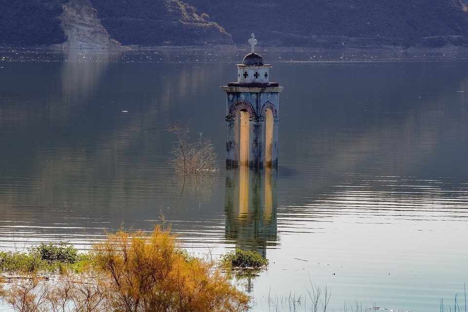 Miracles of Kouris Dam: submerged church and Loch Ness of Cyprus