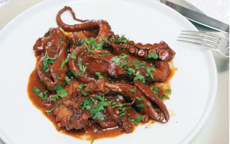 Octopus in red wine