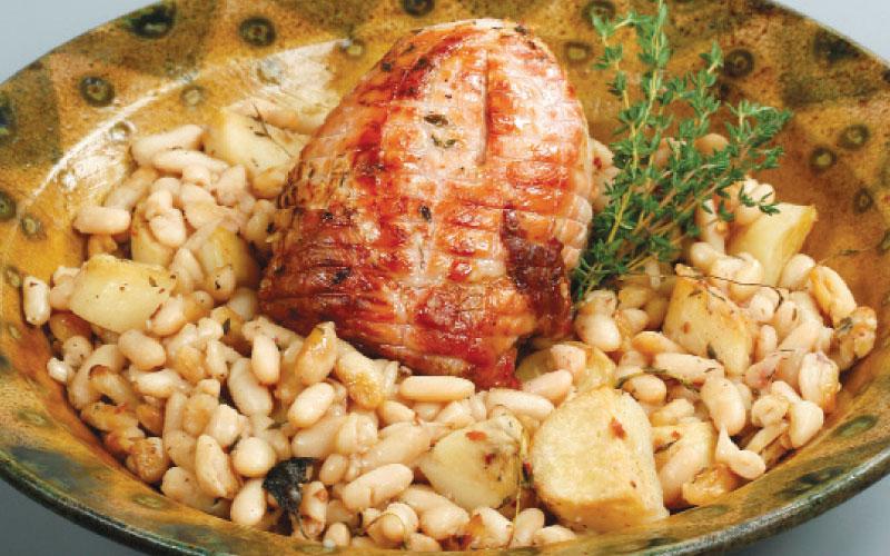 Oven roasted pork with beans