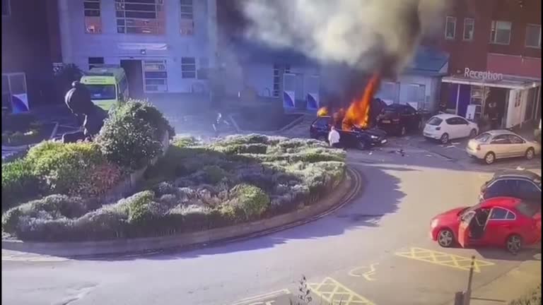 Cctv Shows Moment Taxi Explodes Outside Liverpool Hospital