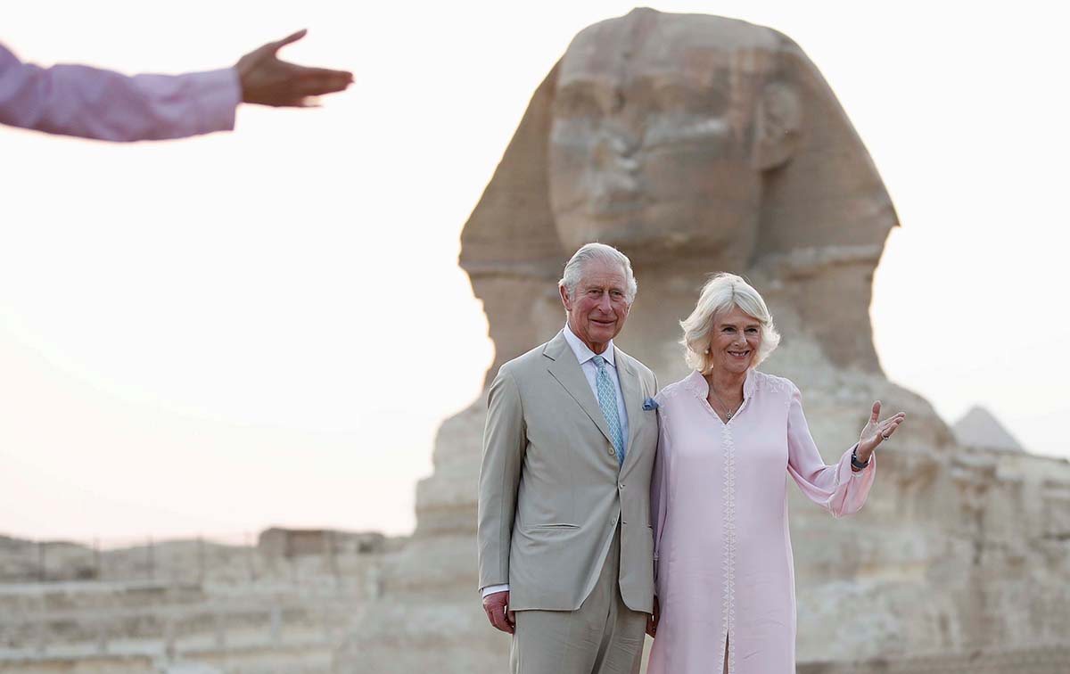 Britain's Prince Charles And Camilla Visit The Sphinx, On The Outskirts Of Cairo