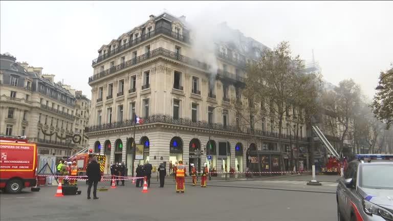 Fire Beaks Out Near Place De L'opera In Central Paris