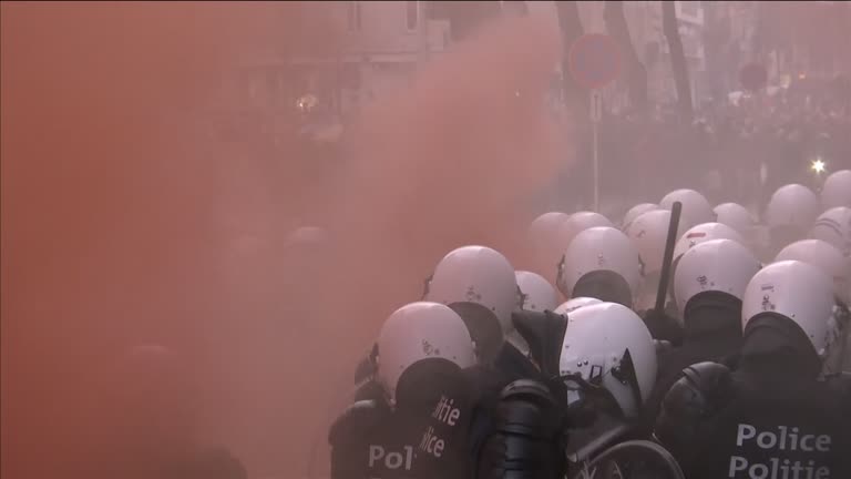 Police Clash With Protesters Demonstrating Against Belgium's Covid Measures