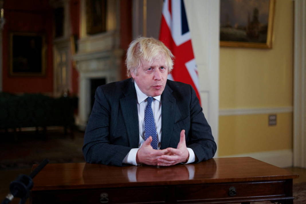 British Prime Minister Boris Johnson Records An Address To The Nation, To Provide An Update On The Booster Vaccine Covid 19 Programme