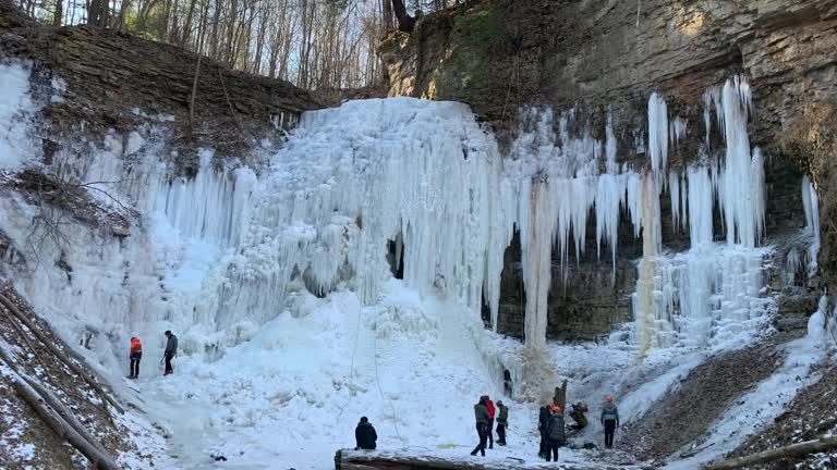 Waterfalls Freeze Over As Snowstorm Hits Canada