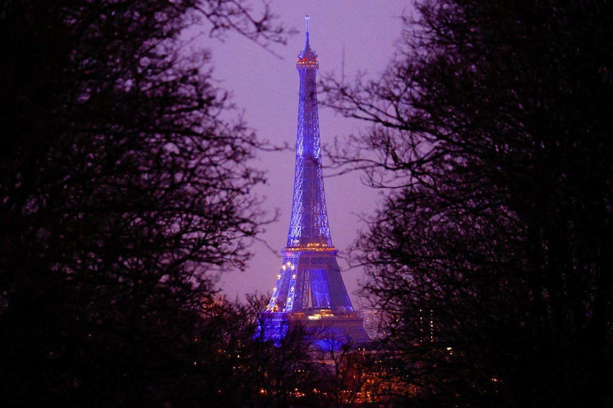 France's Emblematic Landmarks Turn Blue To Mark French Presidency Of The Eu