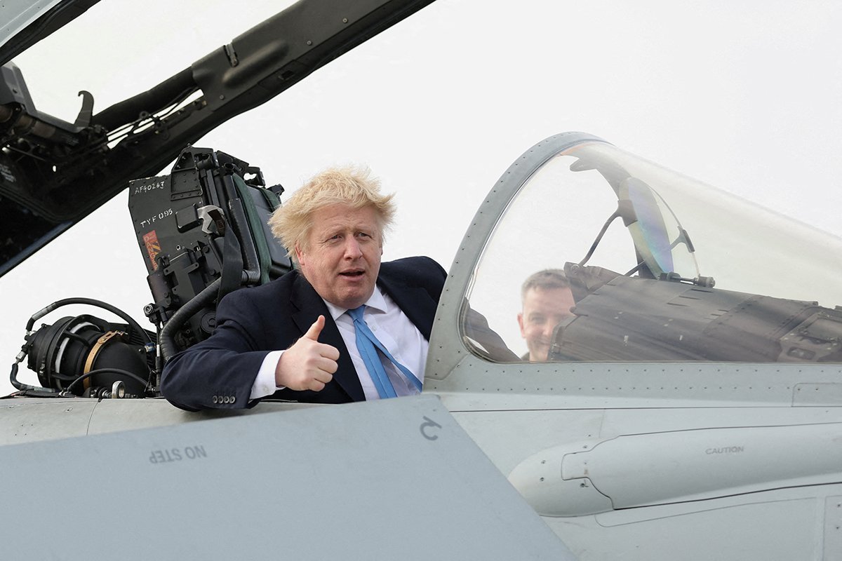 British Prime Minister Boris Johnson Visits Royal Air Force Station Waddington