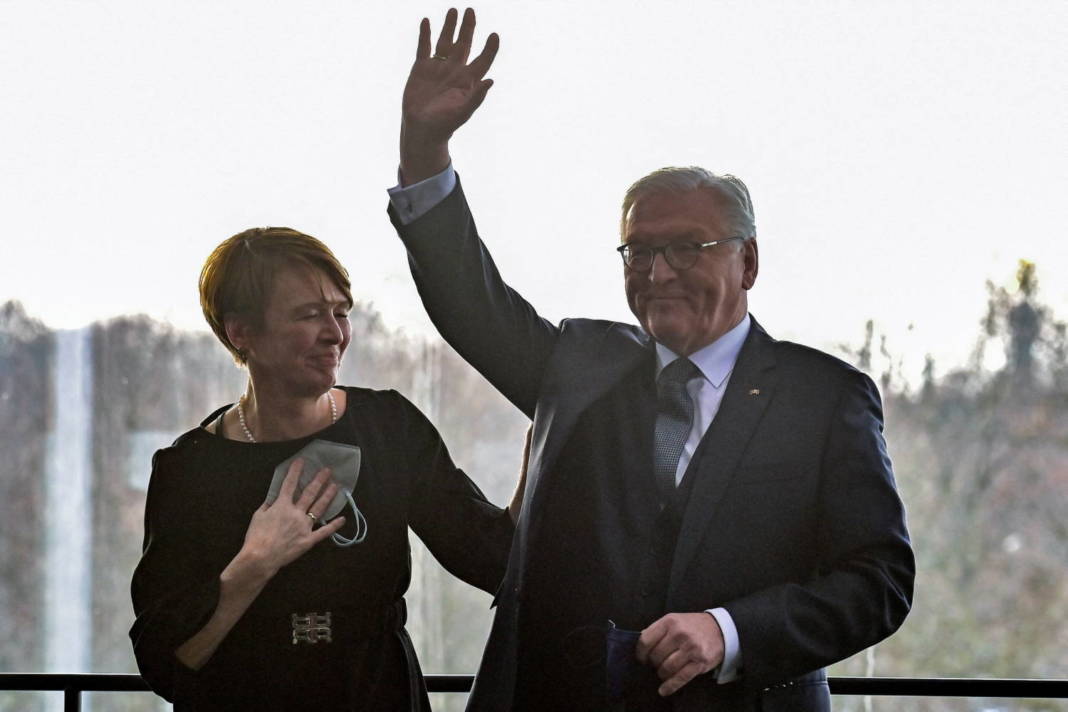 German President Frank Walter Steinmeier Waves Next To His Wife Elke Buedenbender After His Re Election As Germany's President