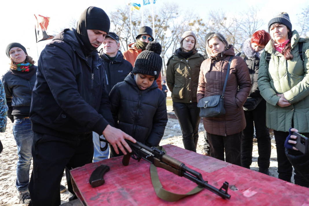 Civilians In Kyiv Attend Military Exercises Amid Russian Invasion Threat