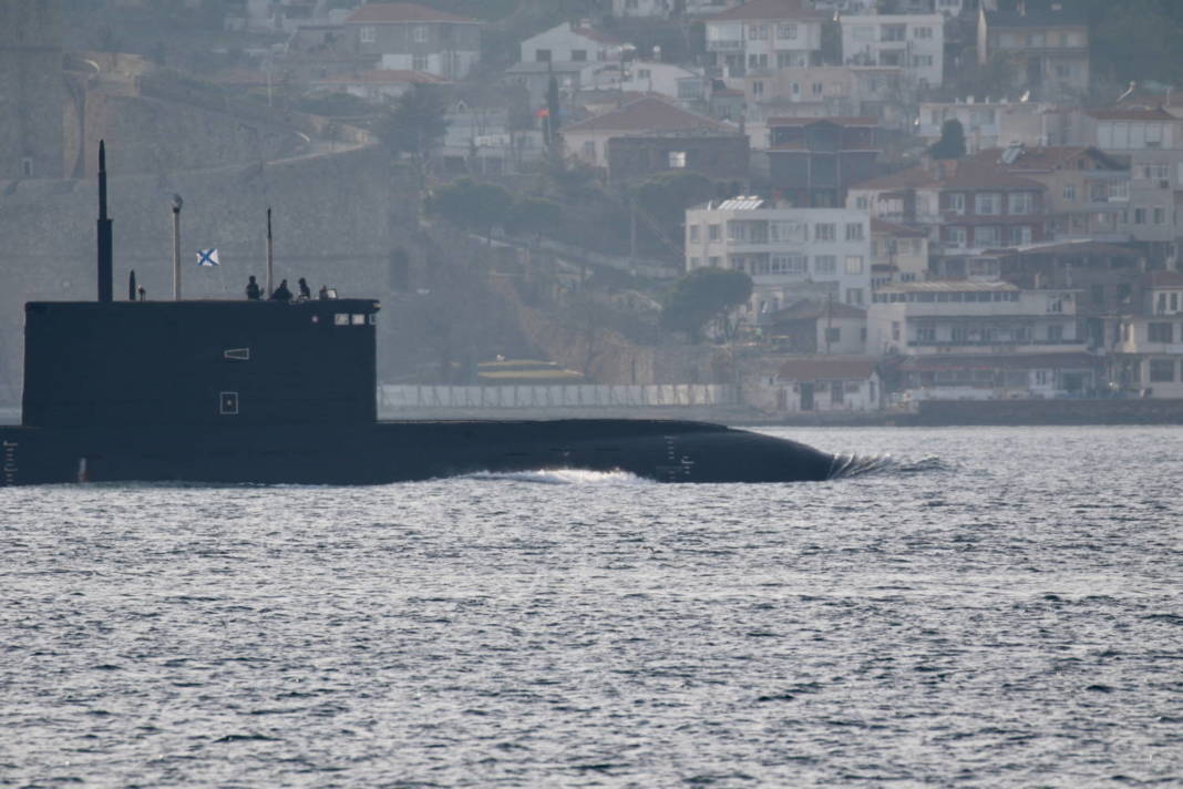 Russian Navy's Diesel Electric Submarine Rostov On Don Sets Sail In The Dardanelles