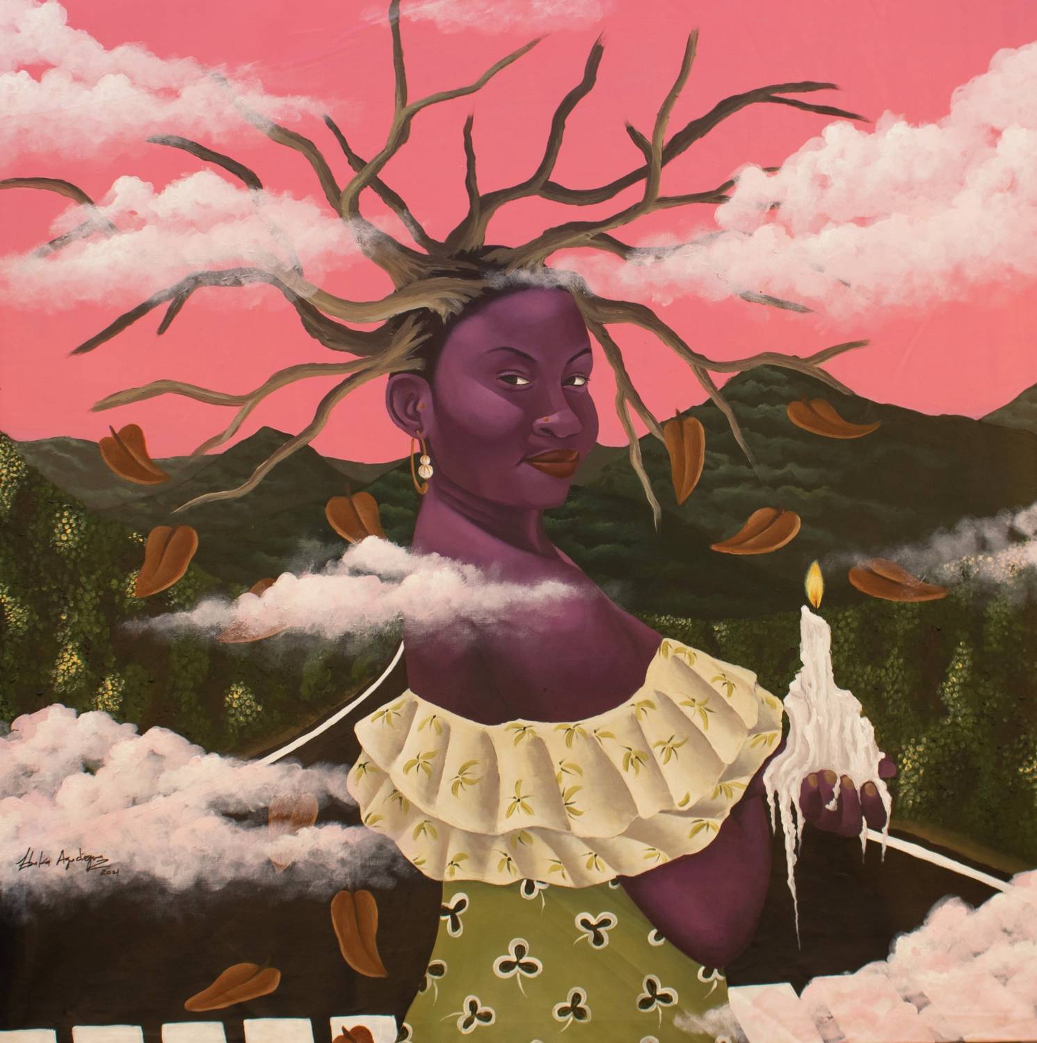 Ebuka P. Agudiegwu, Time Is Not A Gentle Man, Acrylic On Canvas, 2021, 92 X 92 Cm