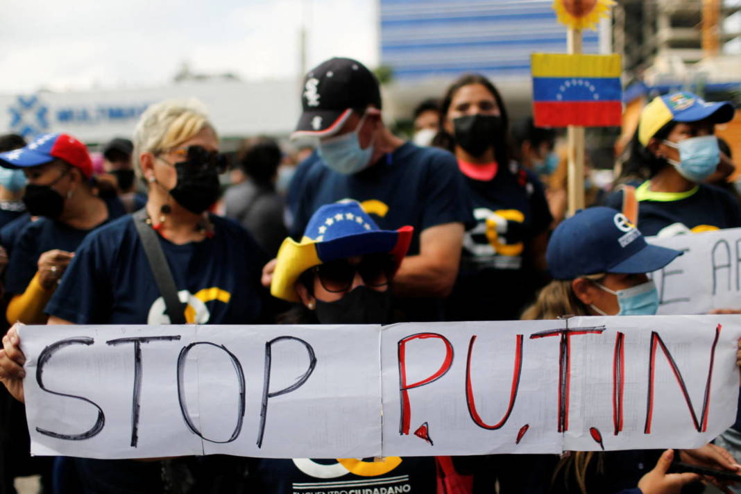 People Demonstrate Against Russian Invasion Of Ukraine, In Caracas