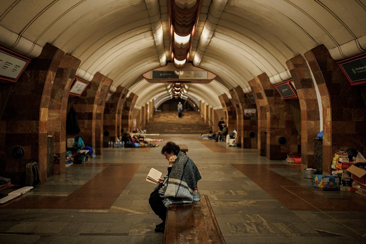 Residents Find Shelter From Shelling In A Metro Station, As Russia's Attack On Ukraine Continues, In Kharkiv
