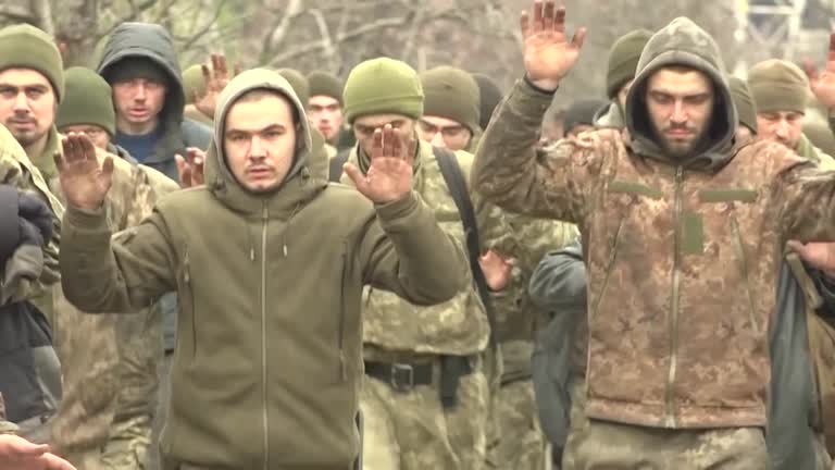 Russian Tv Airs Footage It Says Is Of Ukrainian Marines Surrendering In Mariupol