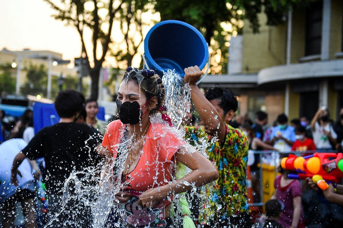 Tourists And Local People Celebrate New Year Water Festival In Bangkok