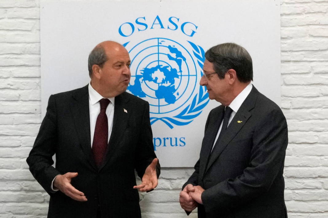 Cyprus President Nicos Anastasiades And Turkish Cypriot Leader Ersin Tatar Meet At An Event Hosted By The United Nations, In Nicosia