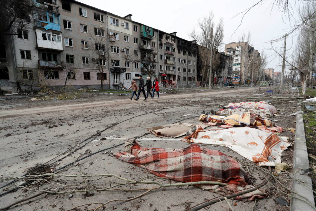 A View Shows The Bodies Of Civilians In Mariupol