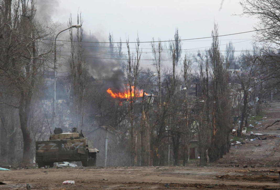An Armoured Vehicle Of Pro Russian Troops Is Seen In The Street In Mariupol