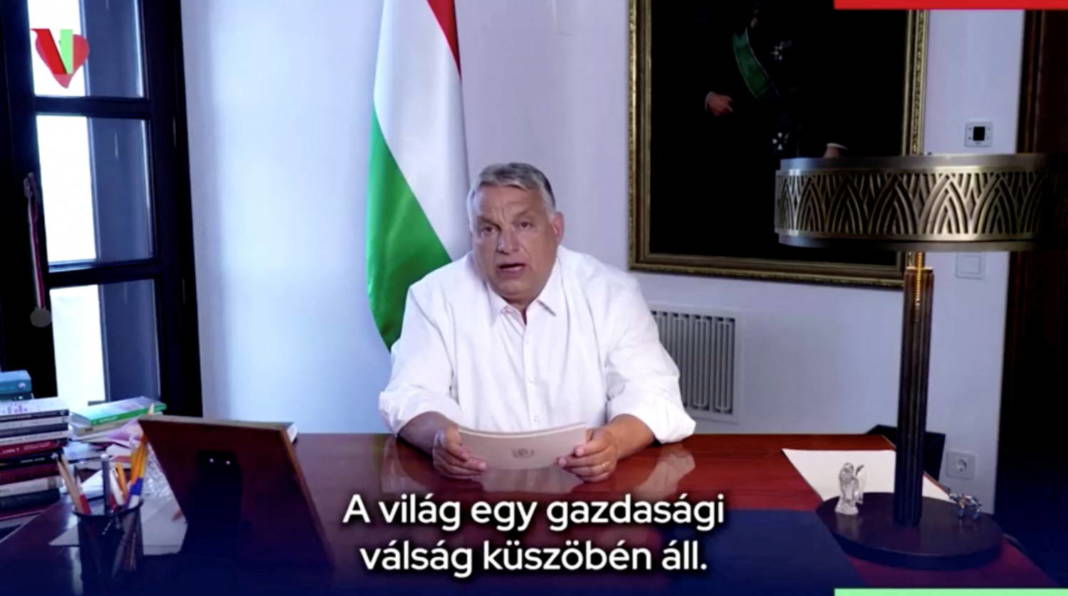 A Screen Grab From A Video Shows Hungarian Prime Minister Viktor Orban Giving A Speech About Hungary's Government Assuming Emergency Powers, In Budapest