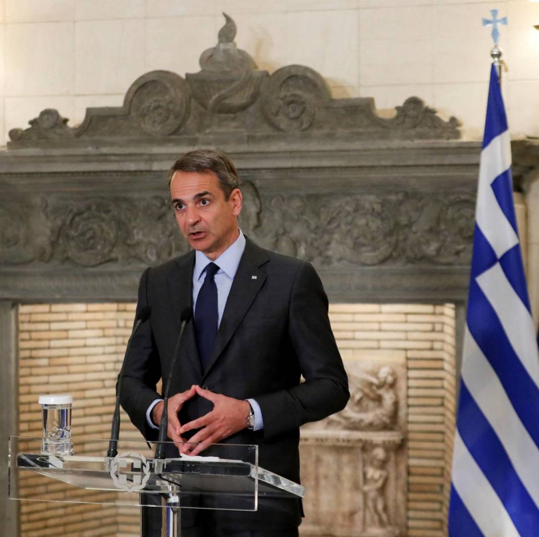 Greek Prime Minister Kyriakos Mitsotakis Speaks During Joint Statements With His Finnish Counterpart Sanna Marin At The Maximos Mansion In Athens