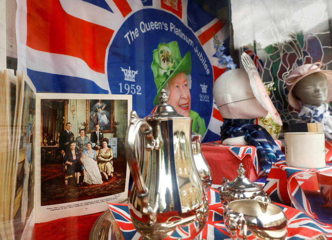 File Photo: A View Of The Platinum Jubilee Themed Shop Window Of 