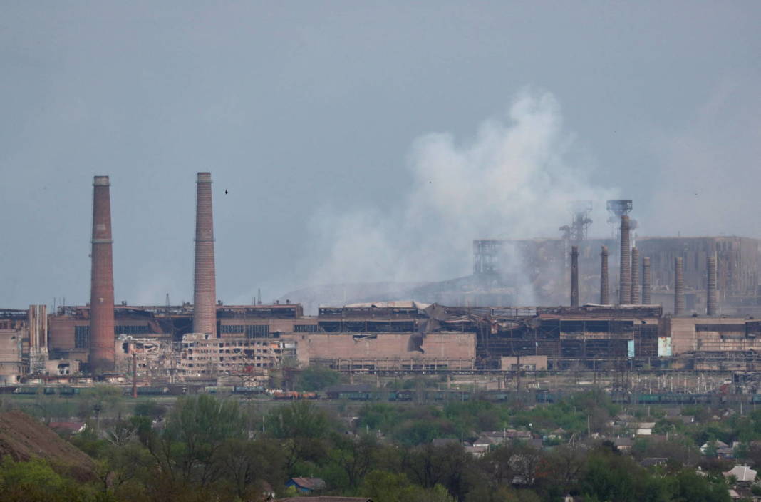 File Photo: Smoke Rises Above A Plant Of Azovstal Iron And Steel Works In Mariupol
