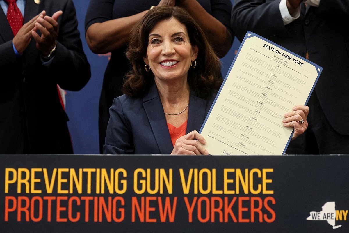 New York Governor Kathy Hochul Signs Package Of Bills On Gun Control During In New York