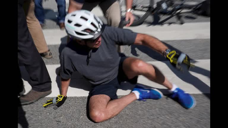 Biden Falls Off Bike 'my Foot Got Caught'