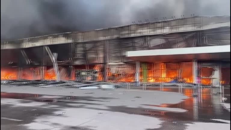 Update: Eyewitness Films Burning Ukraine Shopping Mall Hit By Russian Missile
