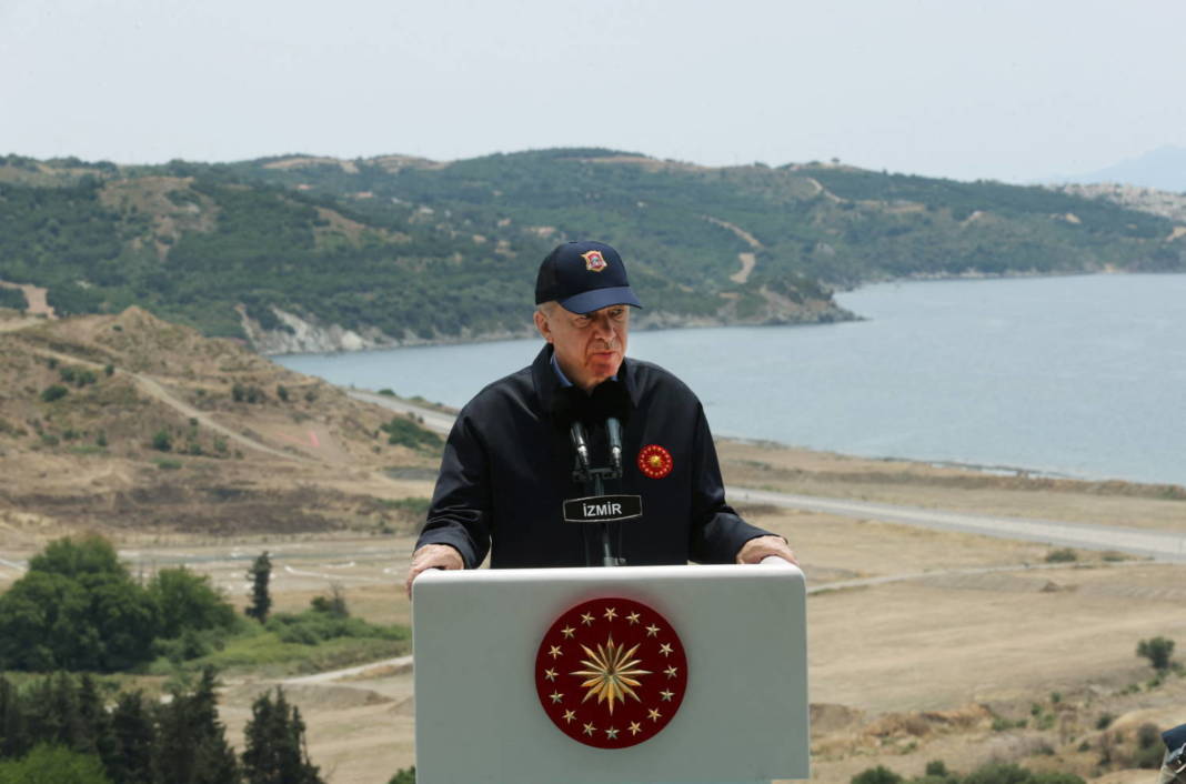 Turkish President Tayyip Erdogan Addresses The Audience As He Watches A Military Exercise Near Izmir