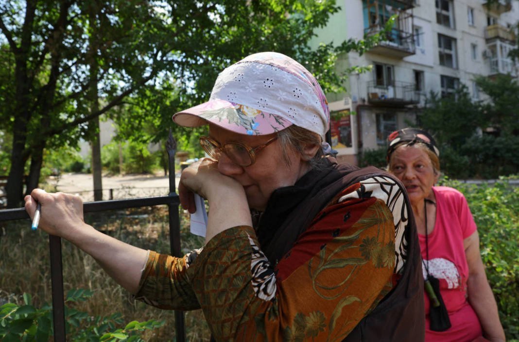 Local Resident Alla Morozova Reacts After Seeing Her Damaged Apartment In Sievierodonetsk