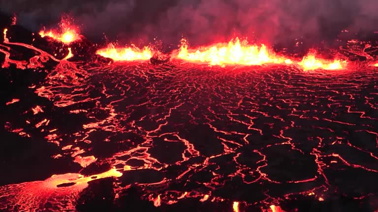 Iceland Volcano Stages Fiery Show