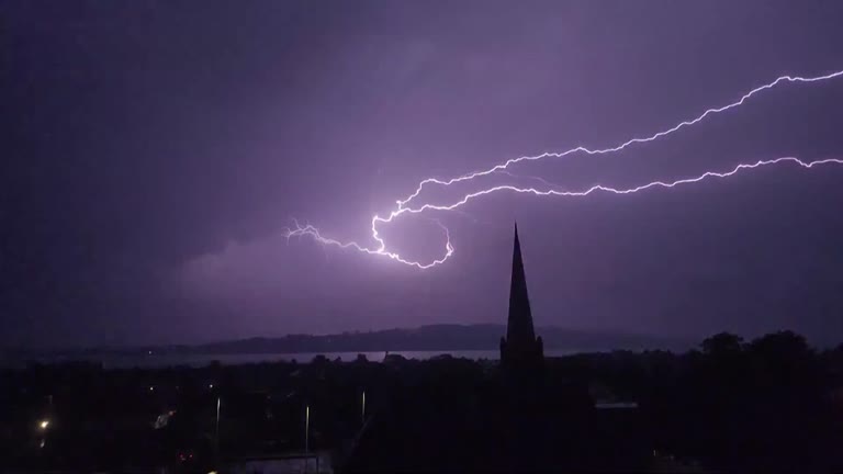 Huge Lightning Strike Illuminates Dundee Skyline