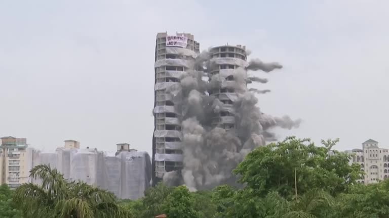 Watch The Moment India Demolishes Illegal Skyscrapers From Multiple Angles