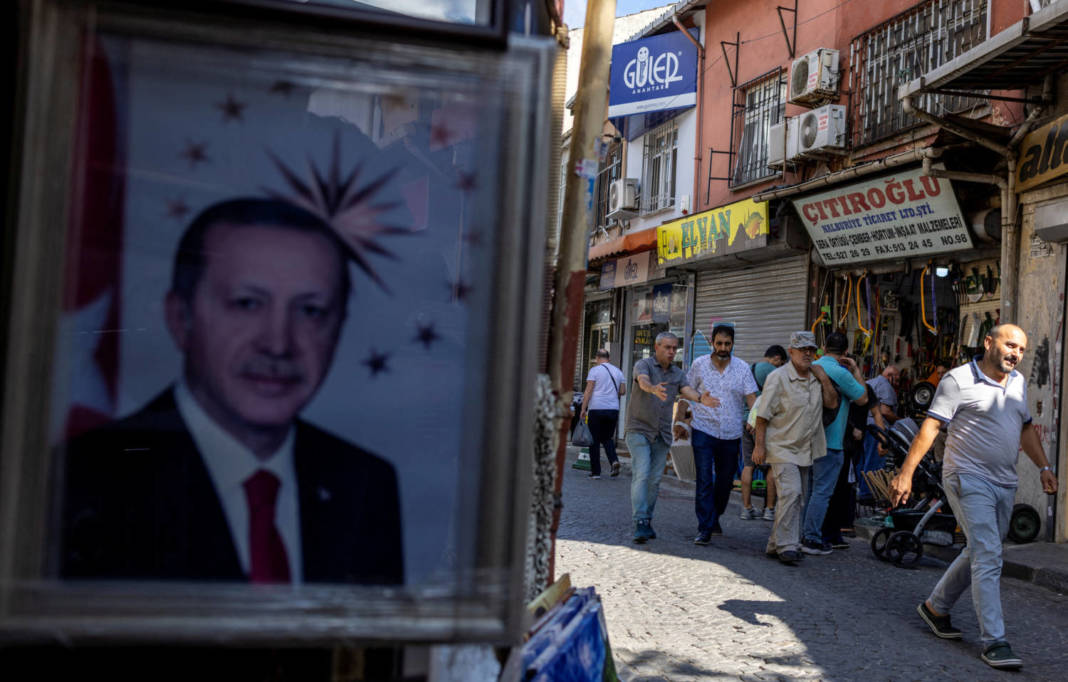 File Photo: A Portrait Of Turkish President Tayyip Erdogan Is Seen At The Entrance Of A Shop, In Istanbul