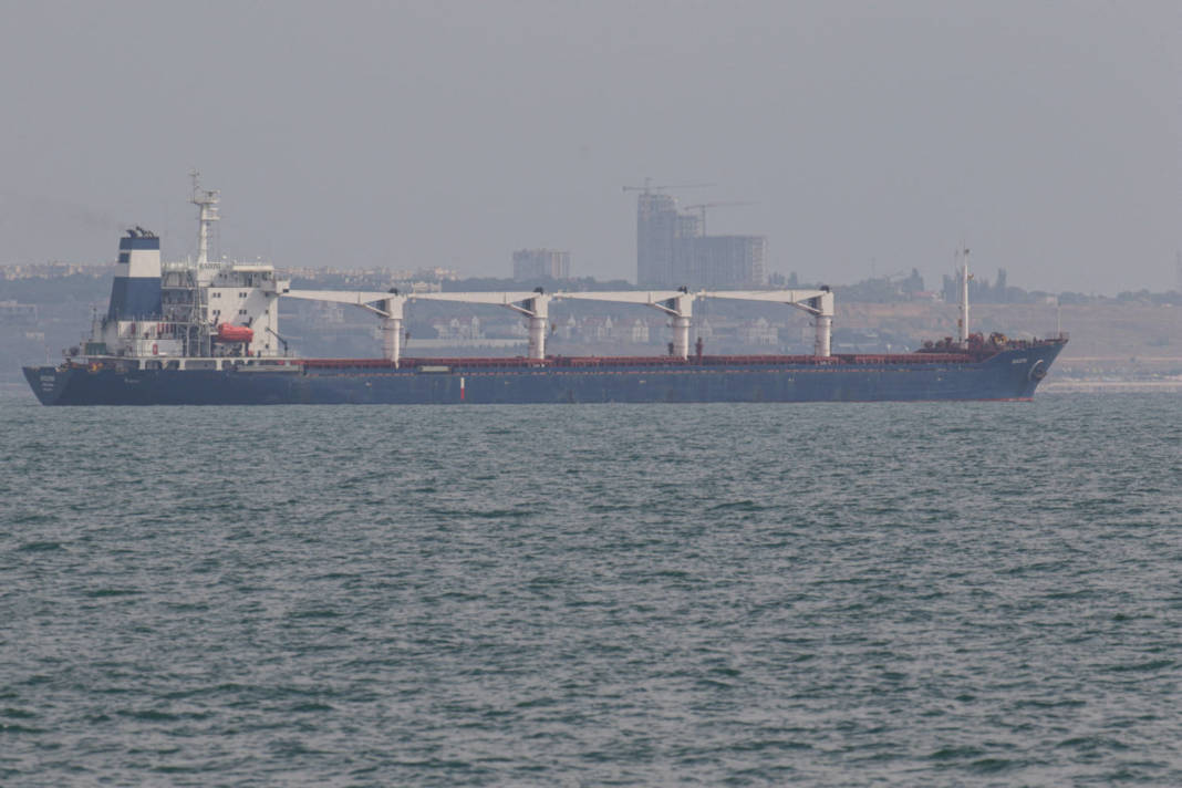 The Cargo Ship Razoni Leaves The Sea Port In Odesa
